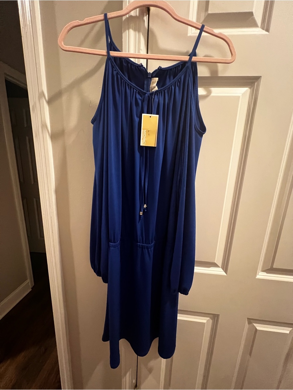 Michael Kors Royal Blue Sleeveless Drawstring Neck Dress